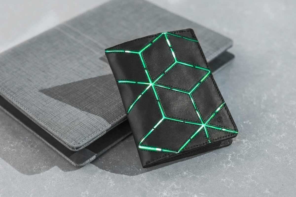 black and green box on black table